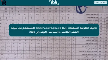 «إليك الطريقة السهلة» رابط eduserv.cairo.gov.eg للاستعلام عن نتيجة الصف الخامس والسادس الابتدائي 2025